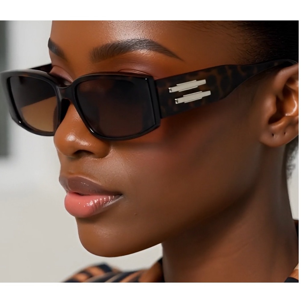 Tortoise Sunglasses‎ Retro Rectangle Brown Lens UV400 Protect Fancy Style Women